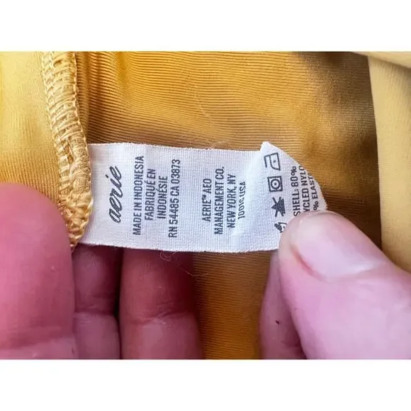 Aerie Mustard Yellow Bikini Set S Top M Bottom High Waisted Cheeky - Picture 6 of 10